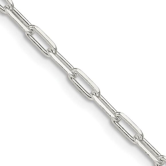 2.75mm Sterling Silver Solid Elongated Cable Chain Necklace 18 Inch